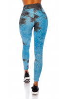 Trendy hoge taille leggings met watercolor-print blauw